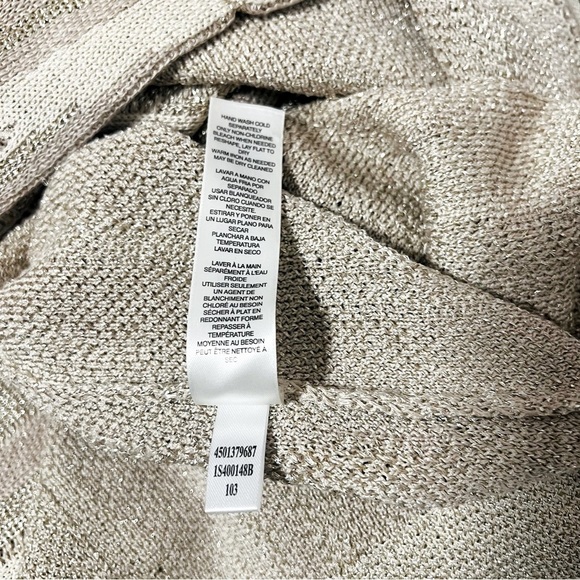 Chicos Women’s Large Open Cardigan Mid Sweater Gold Beige Shimmer Glitter EUC - Picture 8 of 9